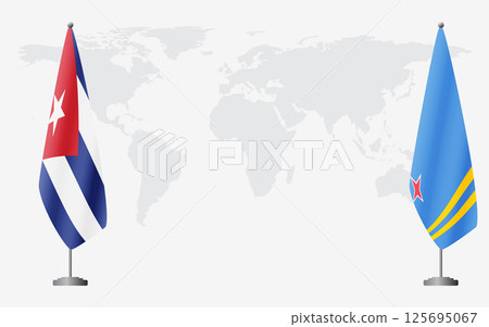 Cuba and Aruba flags for official meeting 125695067