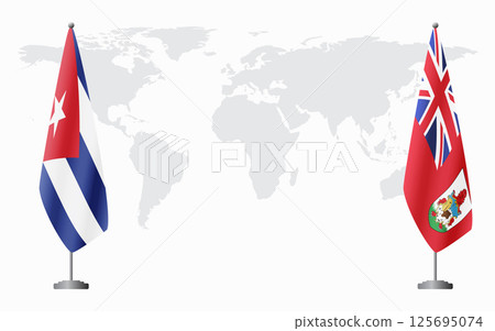 Cuba and Bermuda flags for official meeting 125695074