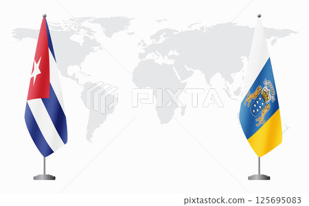 Cuba and Canary Islands flags for official meeting Cuba and Canary Islands flags for official meeting 125695083