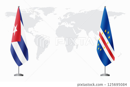 Cuba and Cape Verde flags for official meeting Cuba and Cape Verde flags for official meeting 125695084