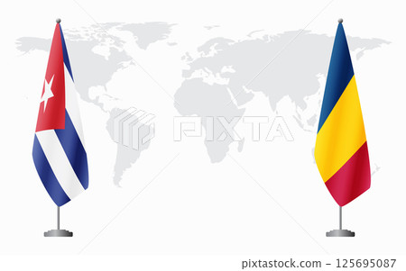 Cuba and Chad flags for official meeting 125695087