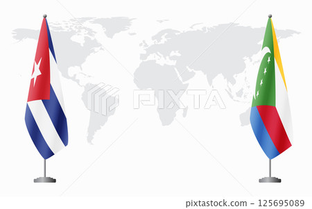 Cuba and Comoros flags for official meeting Cuba and Comoros flags for official meeting 125695089