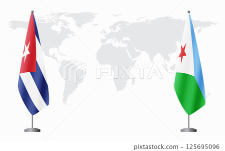 Cuba and Djibouti flags for official meeting 125695096