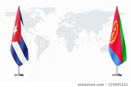 Cuba and Eritrea flags for official meeting Cuba and Eritrea flags for official meeting 125695101