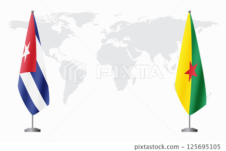 Cuba and French Guiana flags for official meeting 125695105