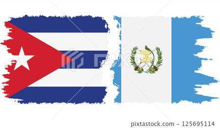 Guatemala and Cuba grunge flags connection vector 125695114