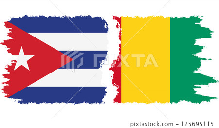 Guinea and Cuba grunge flags connection vector 125695115