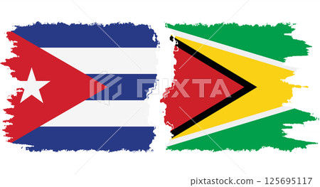 Guyana and Cuba grunge flags connection vector Guyana and Cuba grunge flags connection vector 125695117