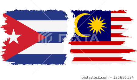 Malaysia and Cuba grunge flags connection vector 125695154