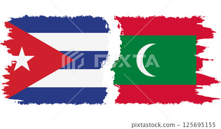 Maldives and Cuba grunge flags connection vector 125695155