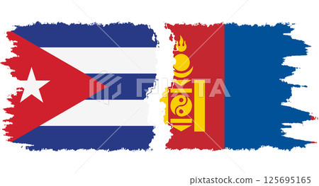 Mongolia and Cuba grunge flags connection vector Mongolia and Cuba grunge flags connection vector 125695165
