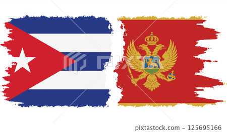 Montenegro and Cuba grunge flags connection vector 125695166