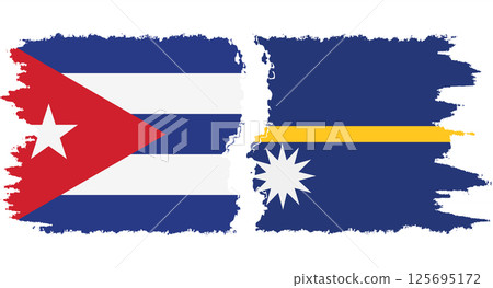 Nauru and Cuba grunge flags connection vector 125695172