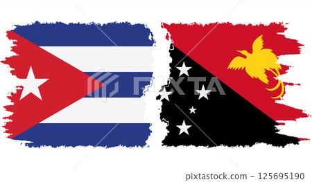 Papua New Guinea and Cuba grunge flags connection vector 125695190