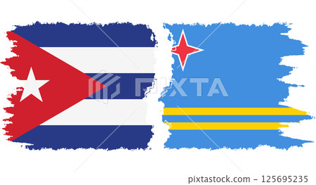 Aruba and Cuba grunge flags connection vector 125695235