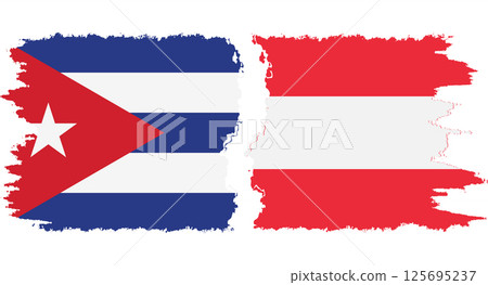 Austria and Cuba grunge flags connection vector 125695237