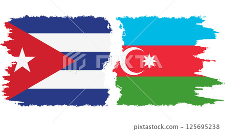 Azerbaijan and Cuba grunge flags connection vector 125695238
