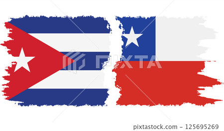 Chile and Cuba grunge flags connection vector 125695269
