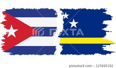 Curacao and Cuba grunge flags connection vector 125695282