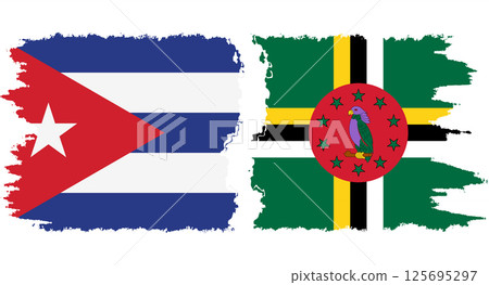 Dominica and Cuba grunge flags connection vector Dominica and Cuba grunge flags connection vector 125695297