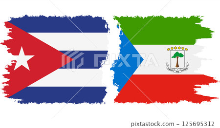 Equatorial Guinea and Cuba grunge flags connection vector 125695312