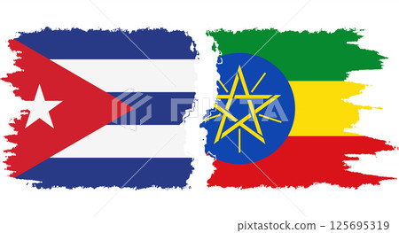Ethiopia and Cuba grunge flags connection vector Ethiopia and Cuba grunge flags connection vector 125695319