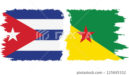 French Guiana and Cuba grunge flags connection vector French Guiana and Cuba grunge flags connection vector 125695332