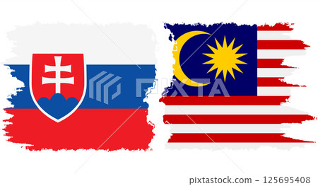 Malaysia and Slovakia grunge flags connection vector 125695408