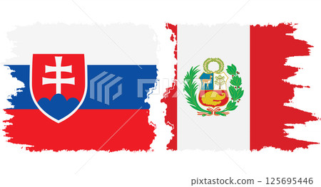 Peru and Slovakia grunge flags connection vector 125695446