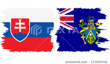 Pitcairn Islands and Slovakia grunge flags connection vector 125695448