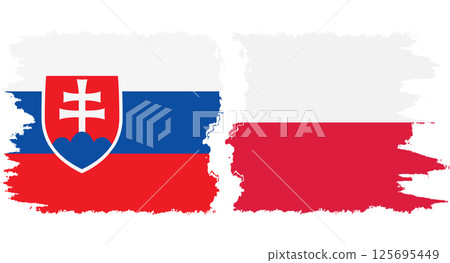 Poland and Slovakia grunge flags connection vector 125695449