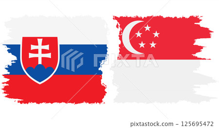 Singapore and Slovakia grunge flags connection vector Singapore and Slovakia grunge flags connection vector 125695472