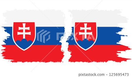 Slovakia and Slovakia grunge flags connection vector 125695473