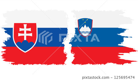 Slovenia and Slovakia grunge flags connection vector Slovenia and Slovakia grunge flags connection vector 125695474