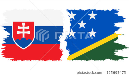 Solomon Islands and Slovakia grunge flags connection vector 125695475