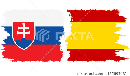 Spain and Slovakia grunge flags connection vector 125695481
