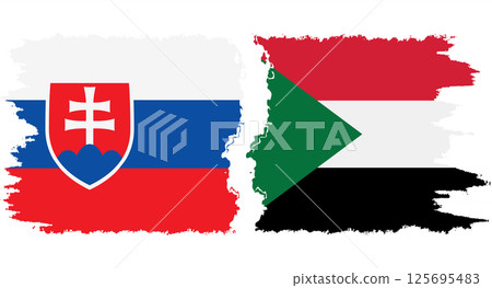 Sudan and Slovakia grunge flags connection vector 125695483