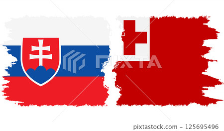 Tonga and Slovakia grunge flags connection vector 125695496