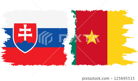 Cameroon and Slovakia grunge flags connection vector 125695515
