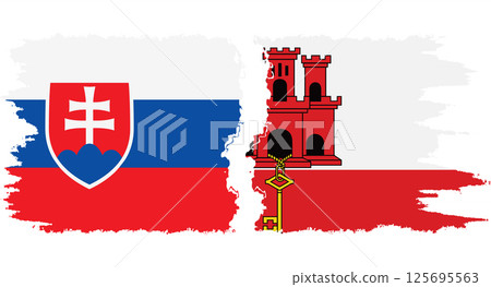 Gibraltar and Slovakia grunge flags connection vector Gibraltar and Slovakia grunge flags connection vector 125695563