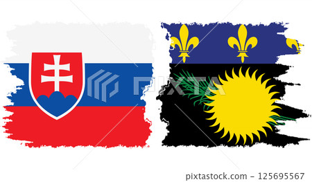 Guadeloupe and Slovakia grunge flags connection vector 125695567