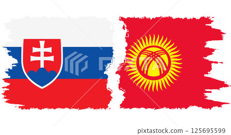 Kyrgyzstan and Slovakia grunge flags connection vector 125695599
