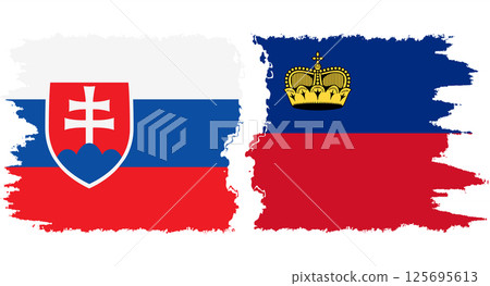 Liechtenstein and Slovakia grunge flags connection vector 125695613