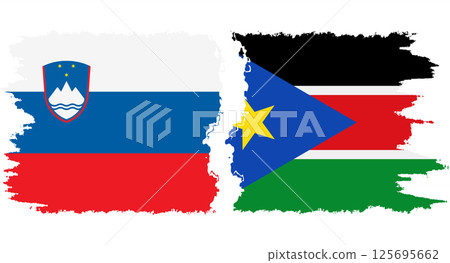 South Sudan and Slovenia grunge flags connection vector 125695662