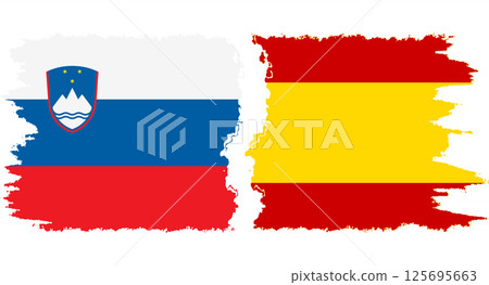 Spain and Slovenia grunge flags connection vector Spain and Slovenia grunge flags connection vector 125695663