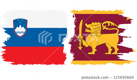 Sri Lanka and Slovenia grunge flags connection vector 125695664