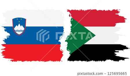 Sudan and Slovenia grunge flags connection vector Sudan and Slovenia grunge flags connection vector 125695665