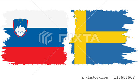 Sweden and Slovenia grunge flags connection vector 125695668