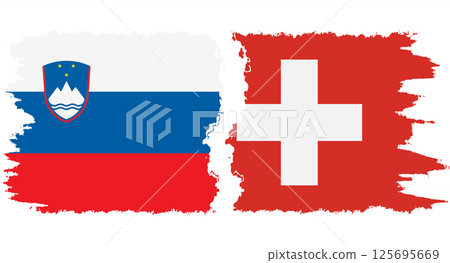 Switzerland and Slovenia grunge flags connection vector 125695669