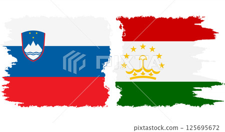 Tajikistan and Slovenia grunge flags connection vector 125695672